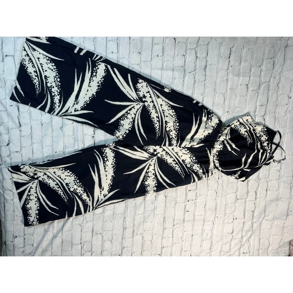 COS Jumpsuit Small Floral Palm Wide Leg Halter Boho Summer